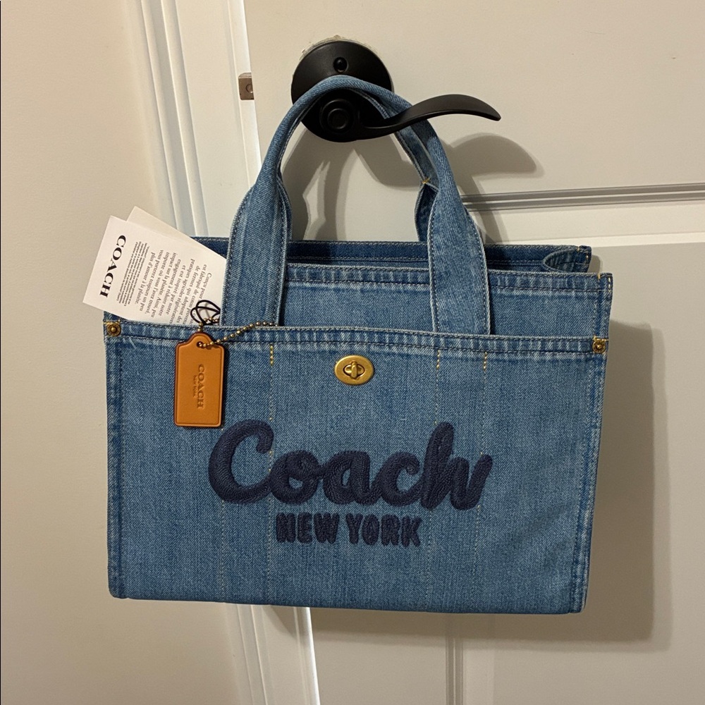 Coach Large Denim Cargo Tote with Removable Navy Strap NWT - Picture 7 of 9